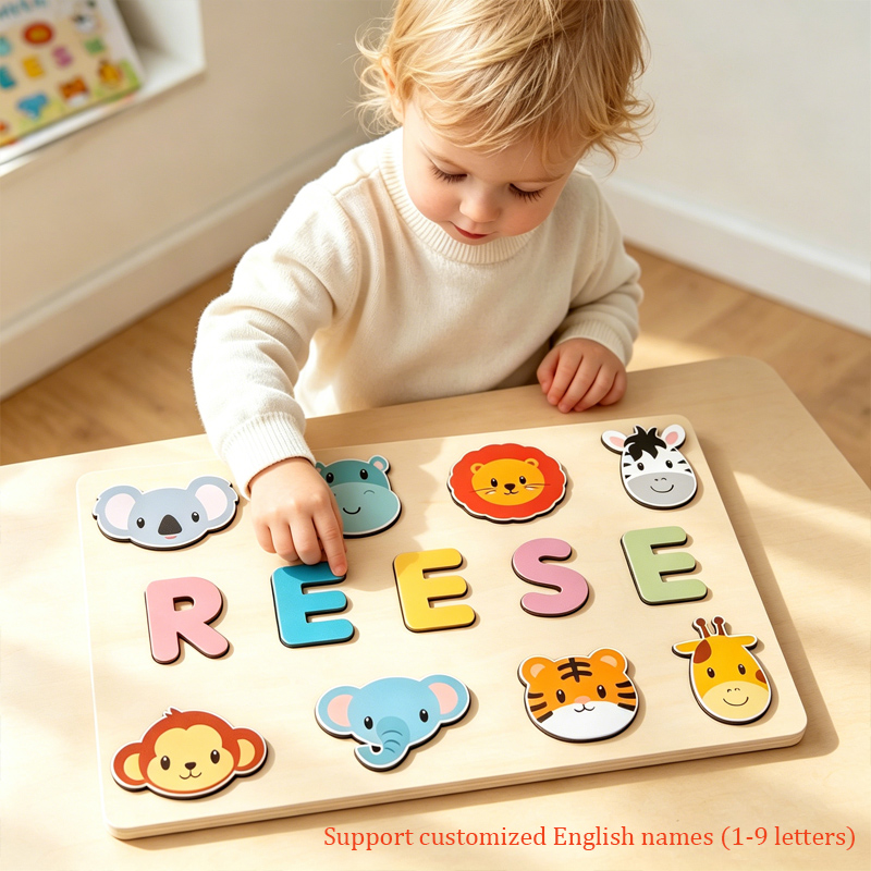 Kids Education Name - Montessori gepersonaliseerde houten puzzel aangepaste babynaam